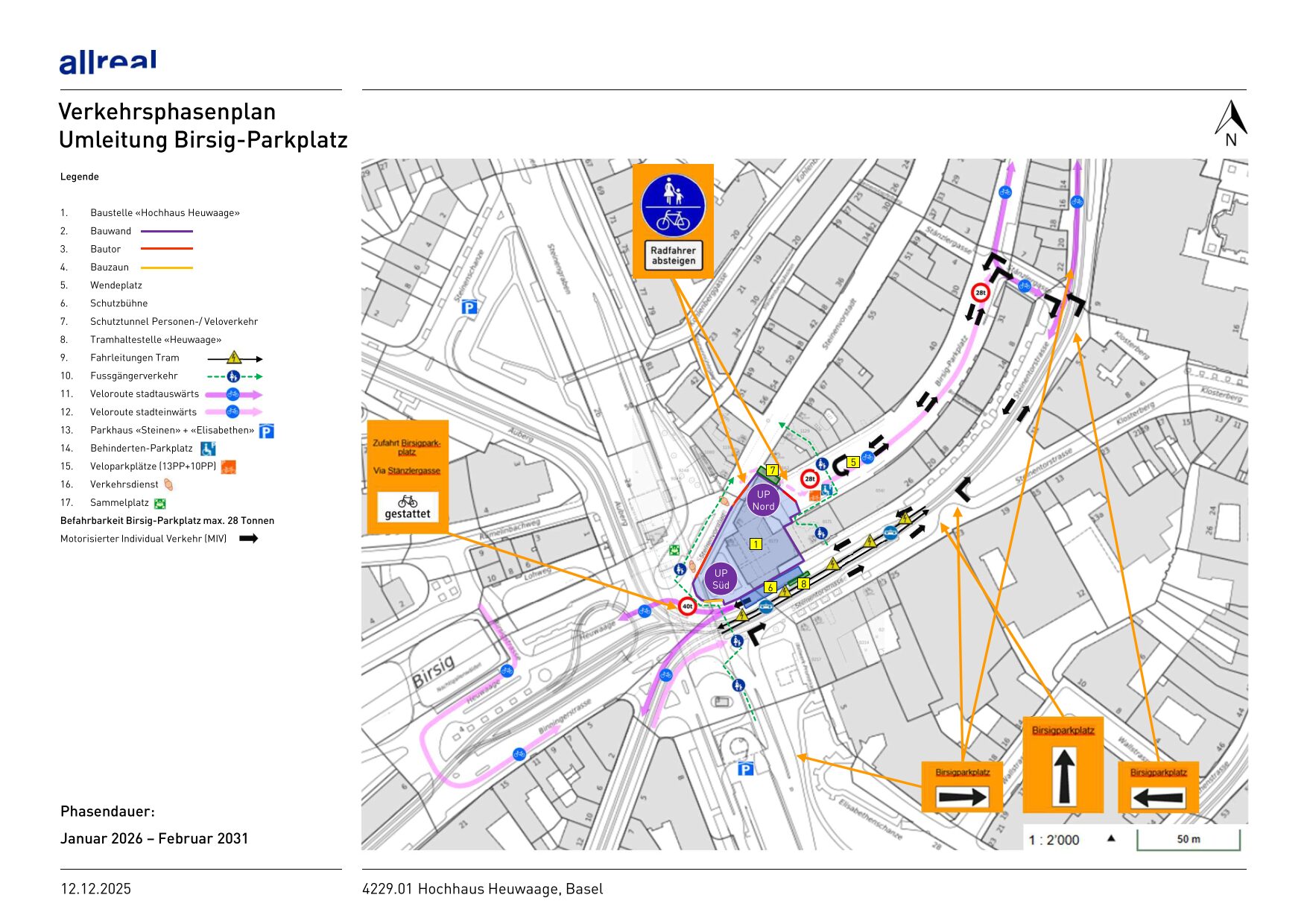 Information zur Umleitung in den Birsig-Parkplatz 1 260303 Umleitung Birsig Parkplatz 1